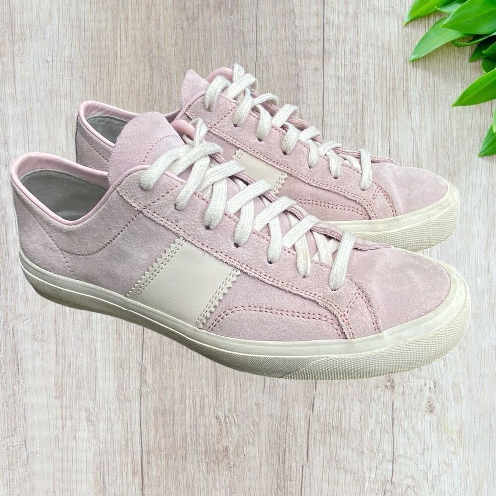 TOM FORD - Cambridge Leather-Trimmed Suede Sneakers - Pink 7